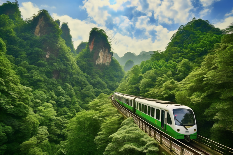 绿色火车从群山绿树山林中穿过摄影背景,高清,摄影图,摄影图片,图片大全,摄影图免费下载